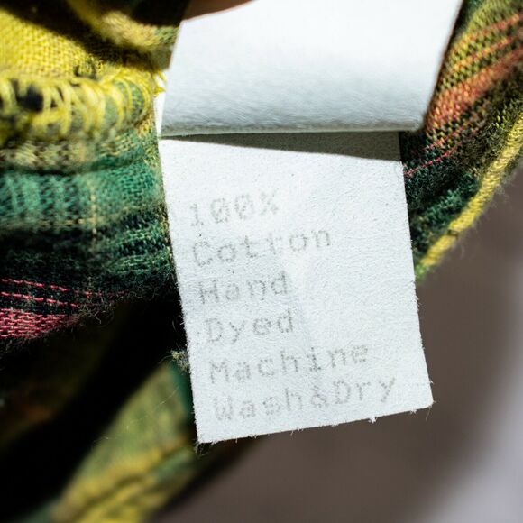 CP Shades Women's Button up Flannel Shirt Yellow Green Plaid Cotton Size Medium - Picture 7 of 9